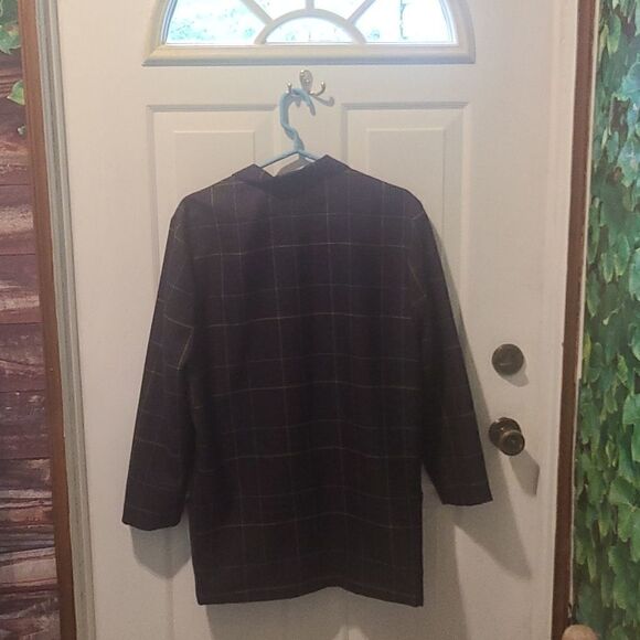 LADIES Large Creme Caramel Brown Check Suit Jacket - Picture 2 of 10